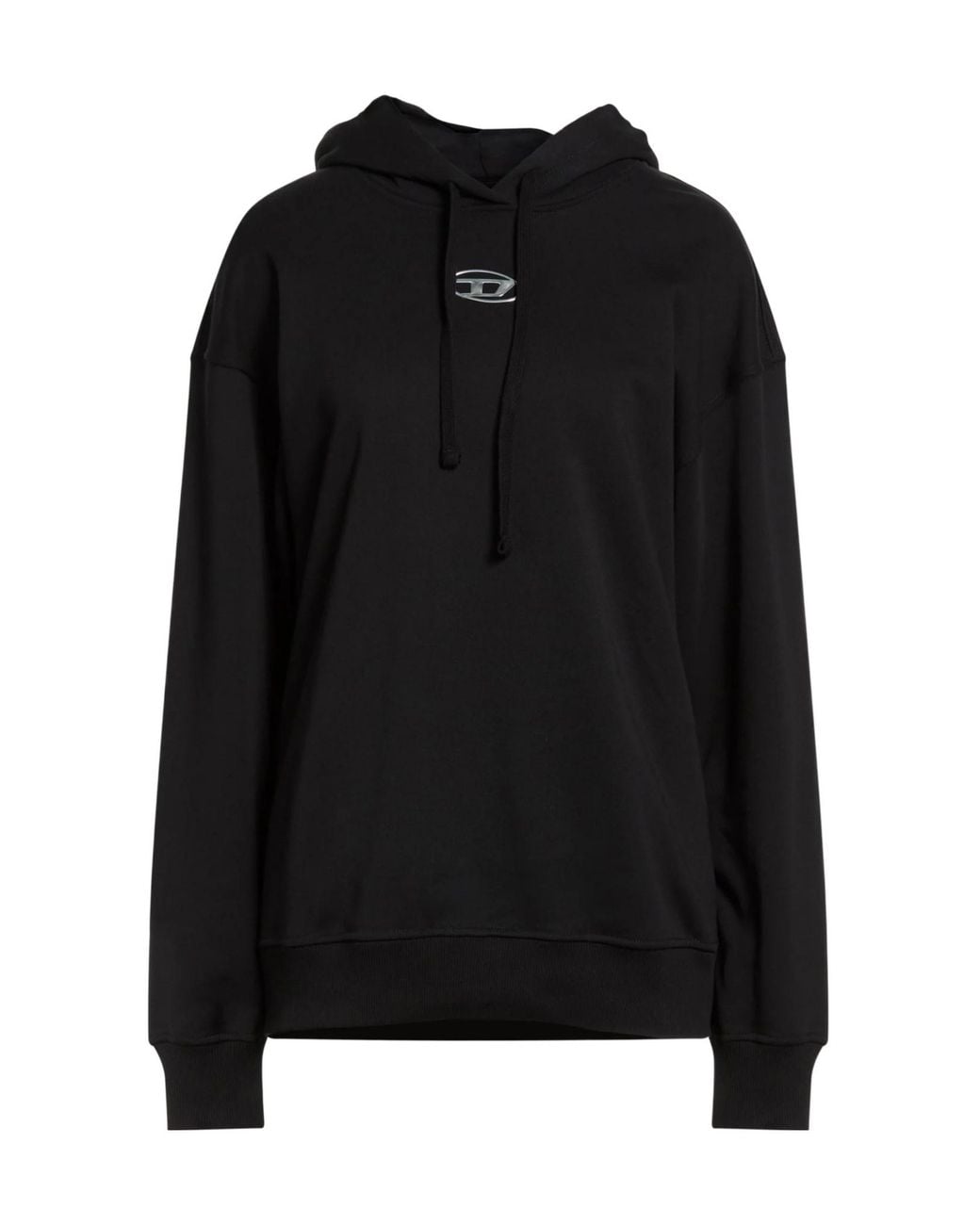 DIESEL Black Solid Color Hooded Track Jackets
