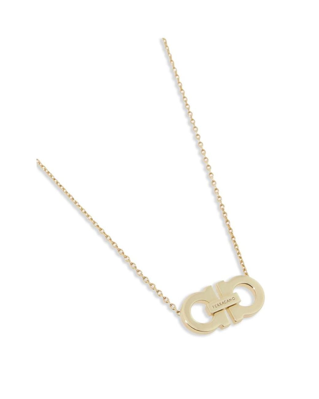 Ferragamo White Ferragamo Gancini Charm Claw Fastened Necklace