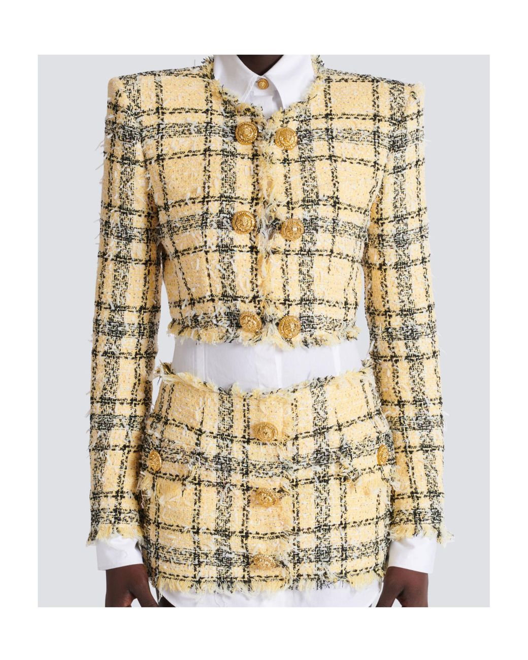 Balmain Metallic Glitter Tweed Cropped Jacket