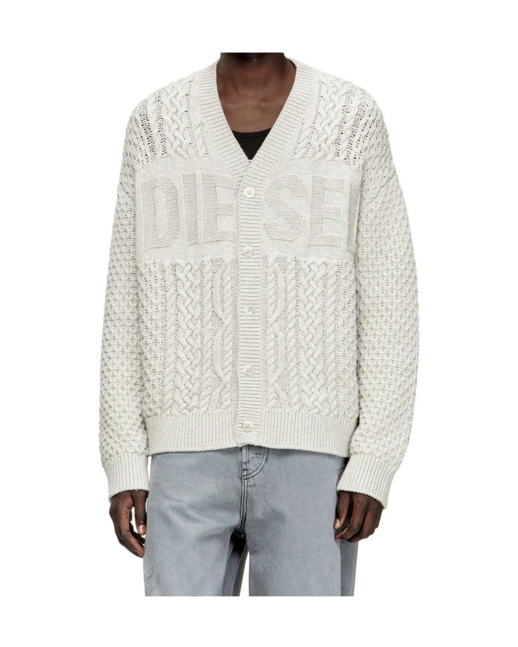 DIESEL White Casual Styling Cardigan for men