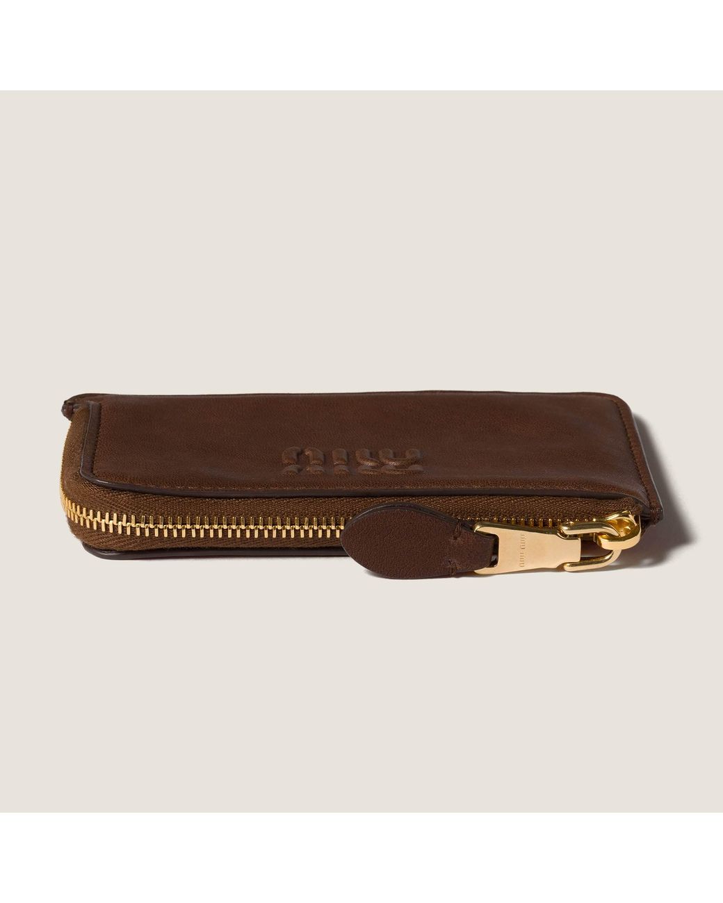 Miu Miu Brown Nappa Leather Envelope Card Holder