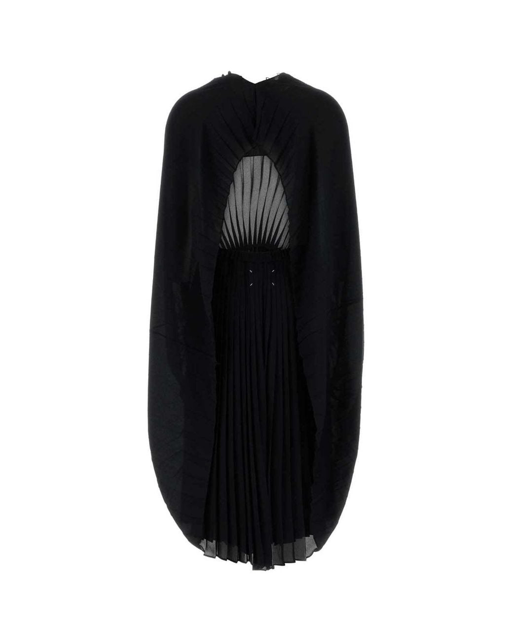 Maison Margiela Black Pleated Cape Dress