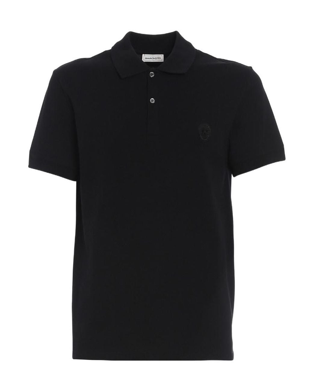 McQueen Black Skull Motif Polo Shirt for men