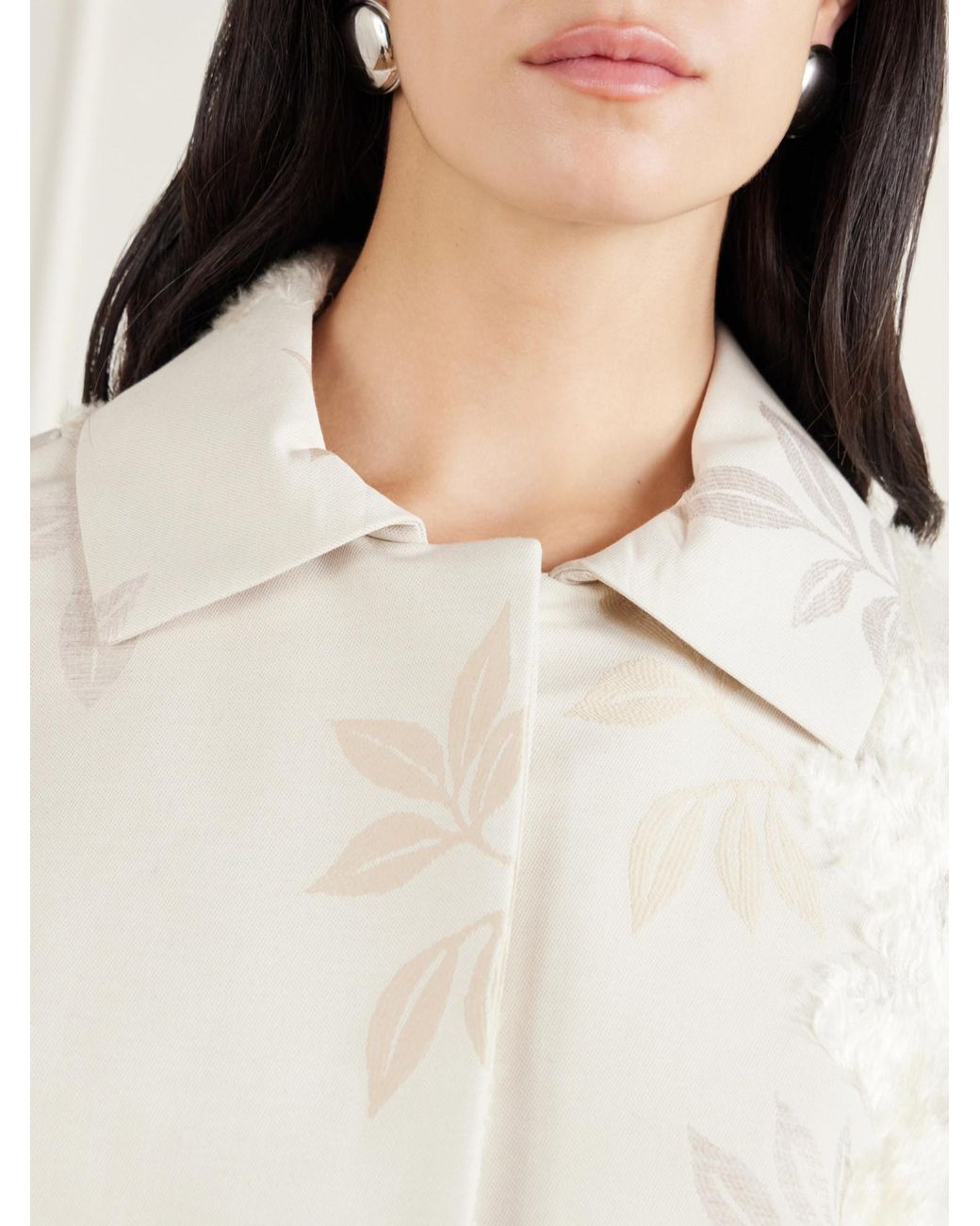 Kallmeyer White Floral-Jacquard Coat