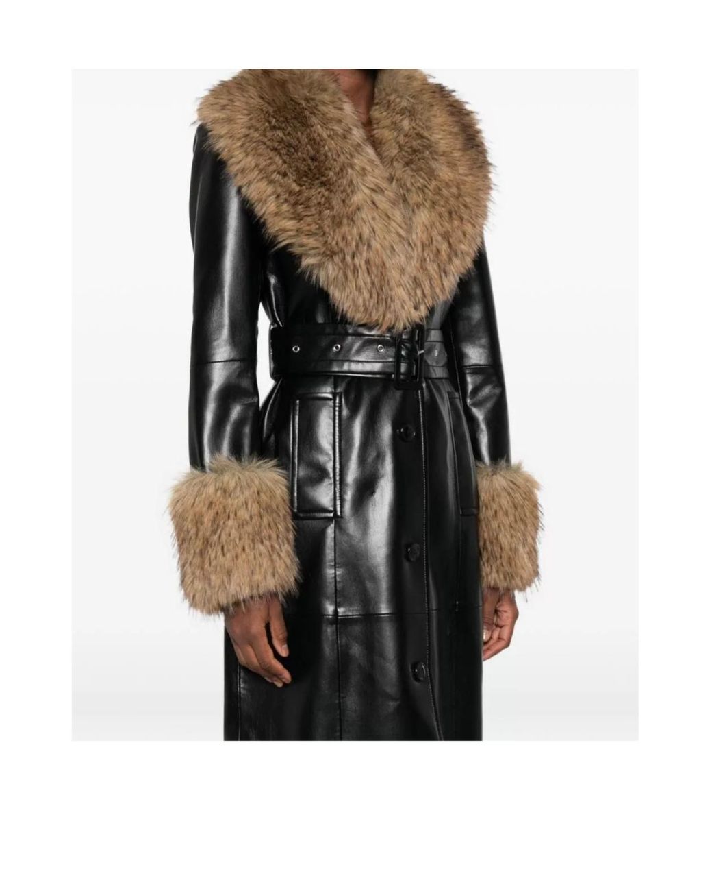 Stand Studio Black Star Belted Trimmed Coat