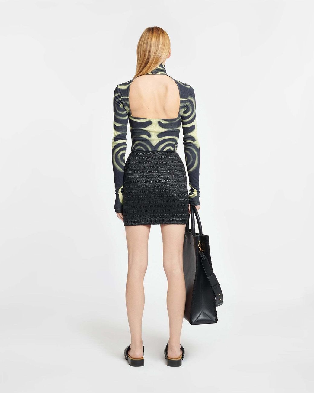 Nanushka Black Ceara Smocked Mini Skirt