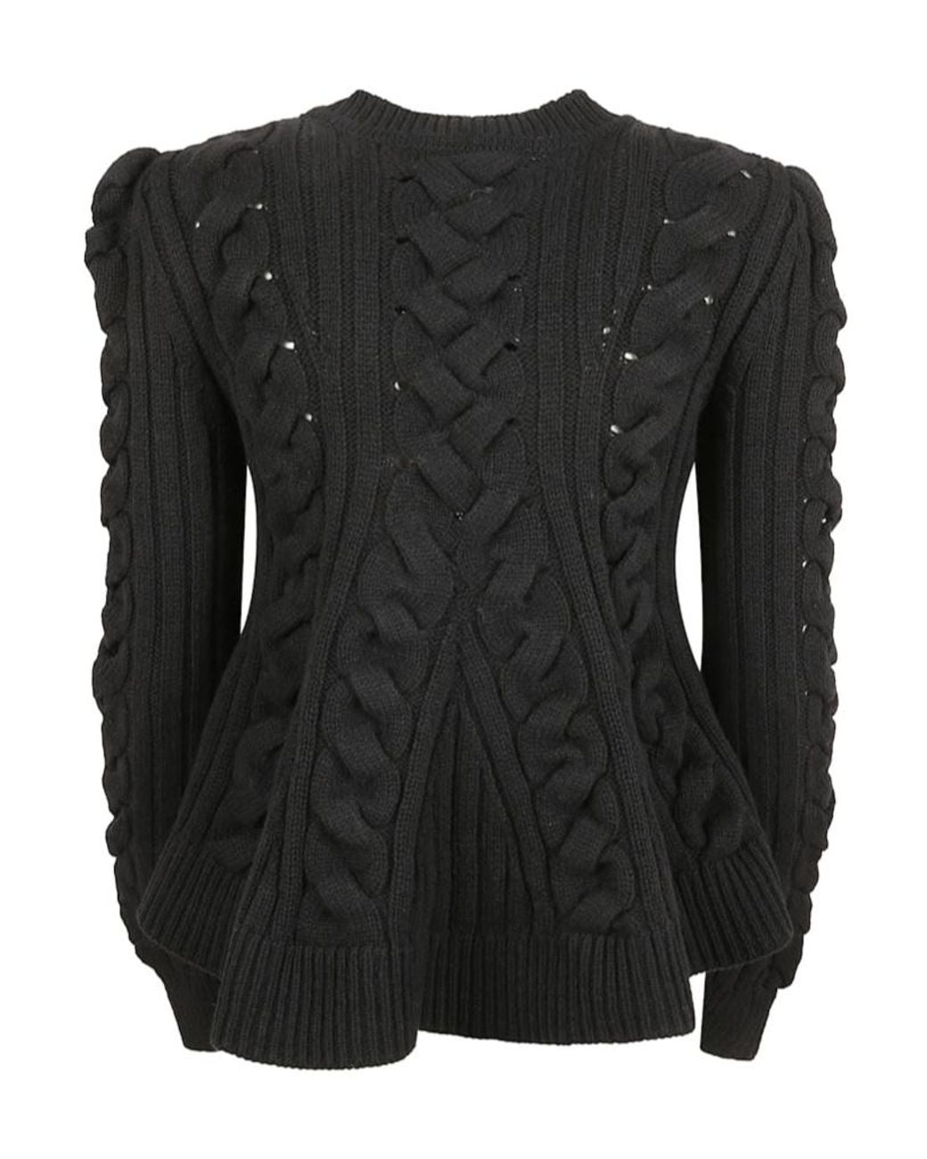 McQueen Black Cable-Knit Cut-Out Sweater