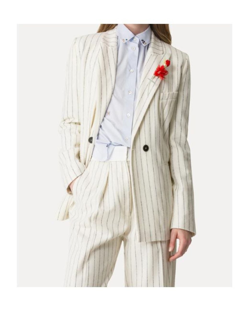 Forte_forte White Pinstriped Embroidered Jacket