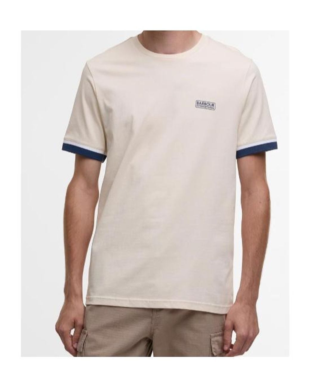 Barbour White Evan Tipped T-Shirt for men