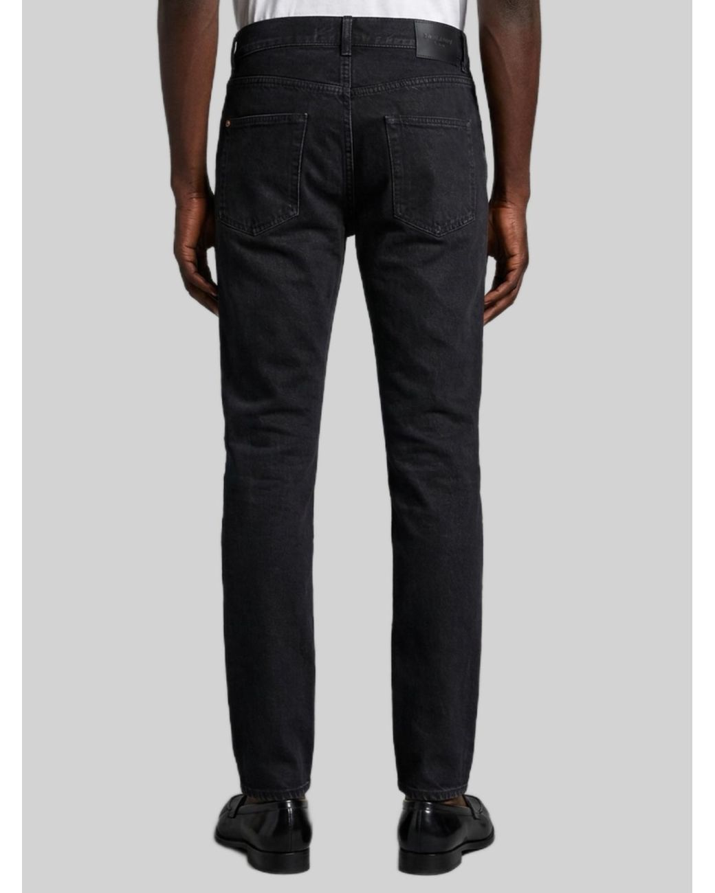 Saint Laurent Black Logo Patch Straight Leg Jeans for men