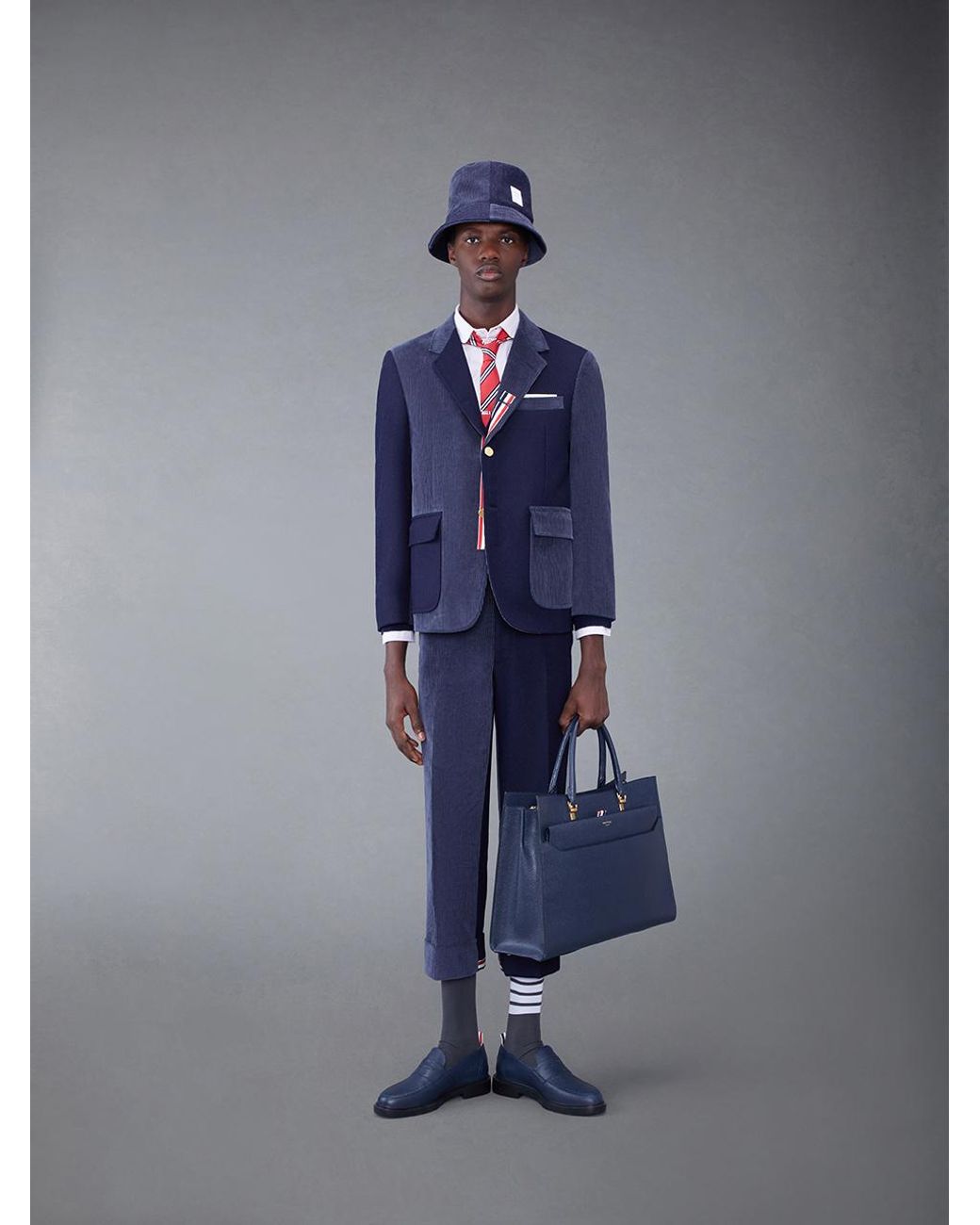 Thom Browne Blue Single-Breasted Corduroy Blazer for men