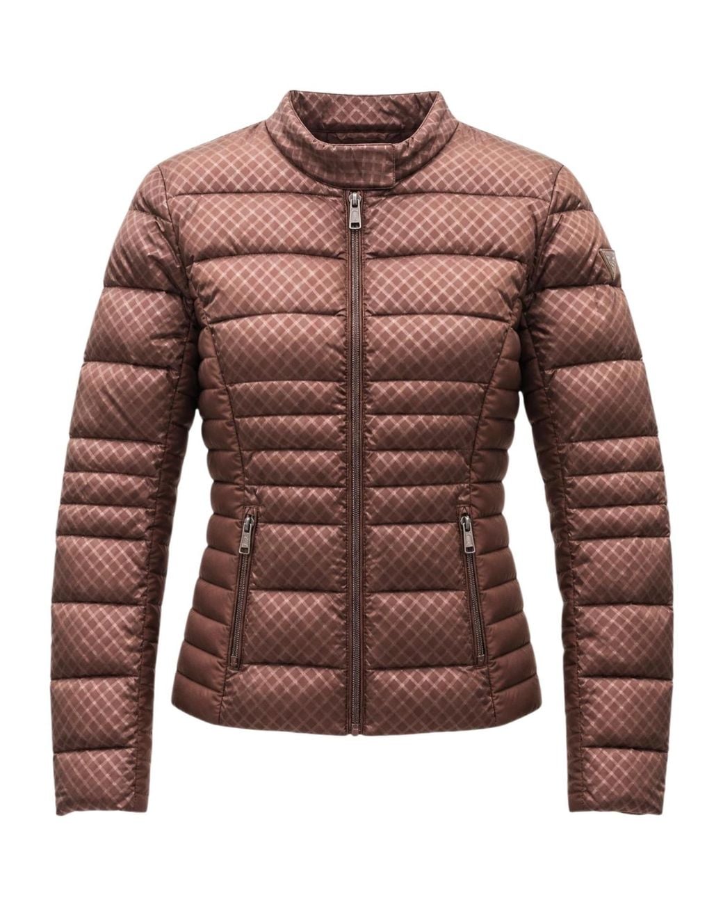 Guess Brown Quilted Logo-Patch Jacket
