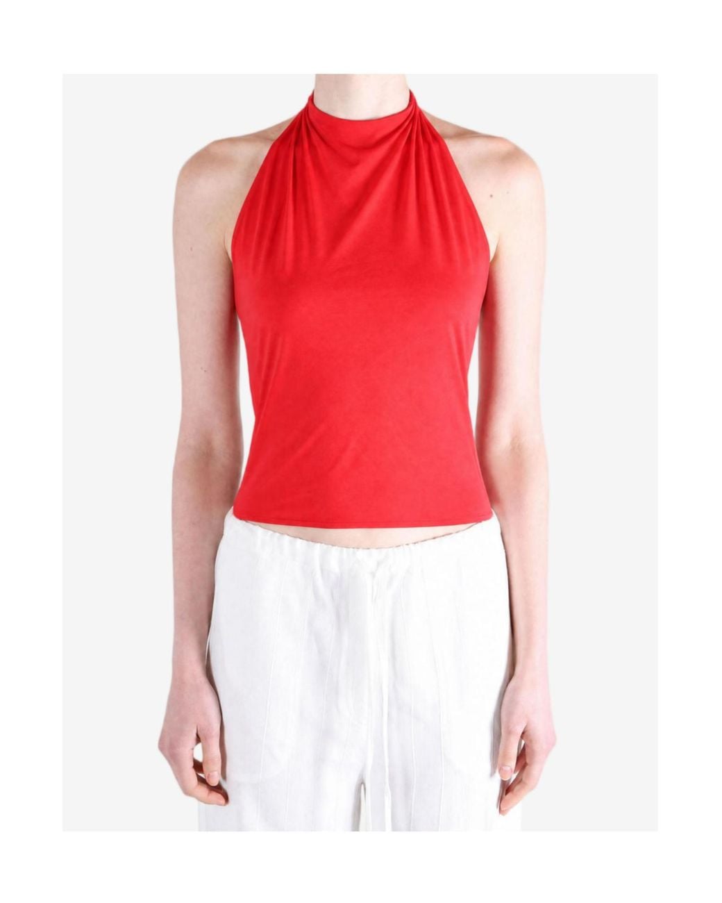 Amomento Red Jersey Halter Neck Top