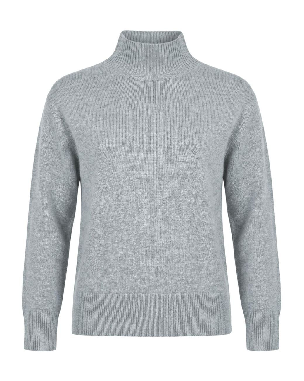 Max Mara Gray Solid-Color Cashmere Turtleneck Knitwear