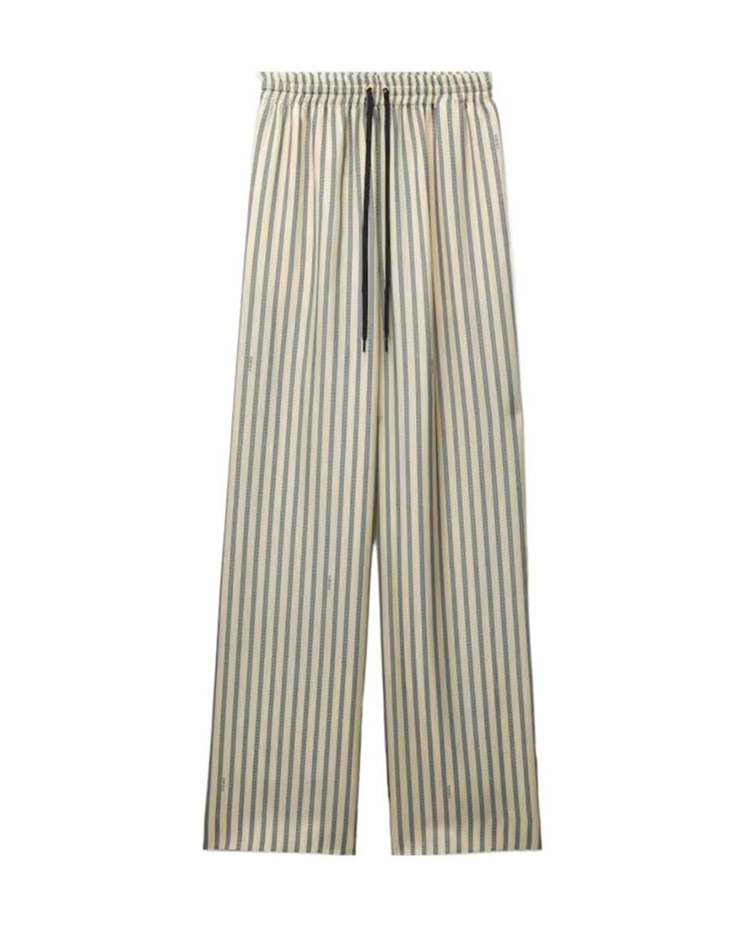 Versace Gray Meandros Print Wide-Leg Pants