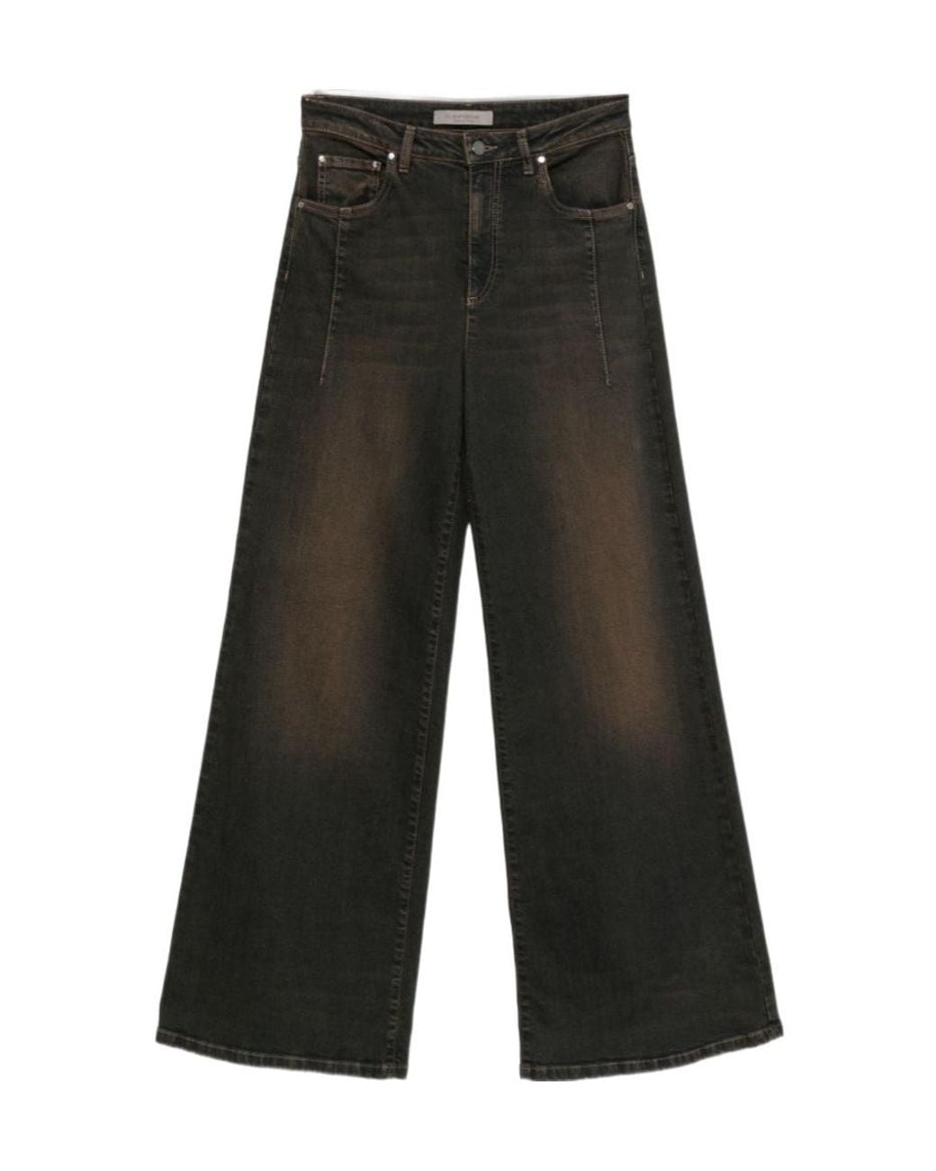 D.exterior Gray Faded-Effect Wide-Leg Jeans