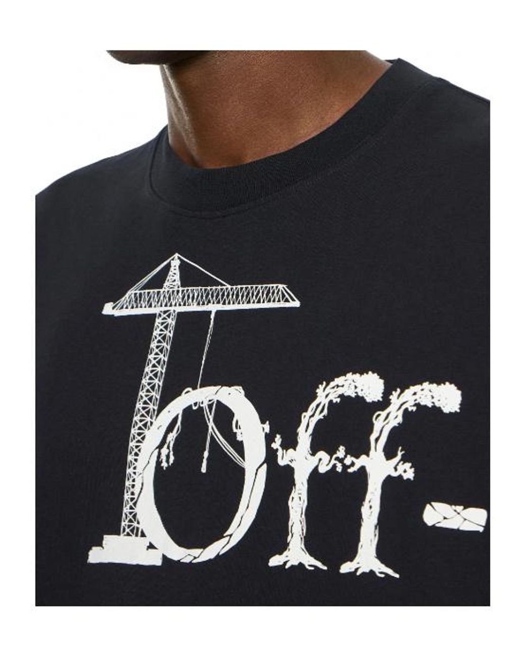 Off-White c/o Virgil Abloh Black Logo Printed Crewneck T-Shirt for men