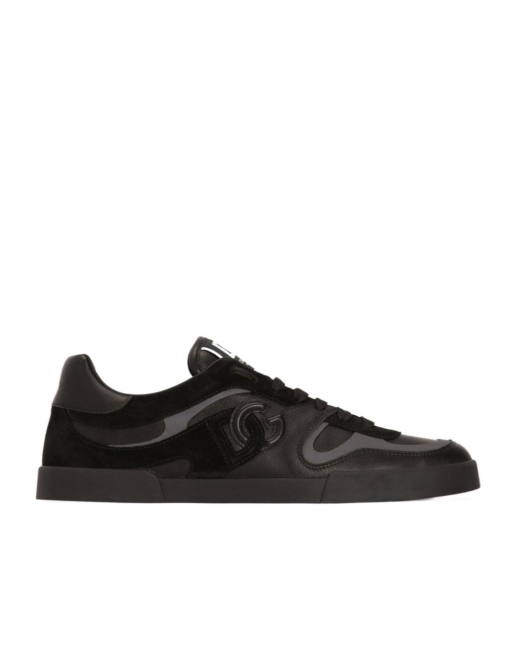 Dolce & Gabbana Black Portofino Split Leather Low-Top Sneakers for men