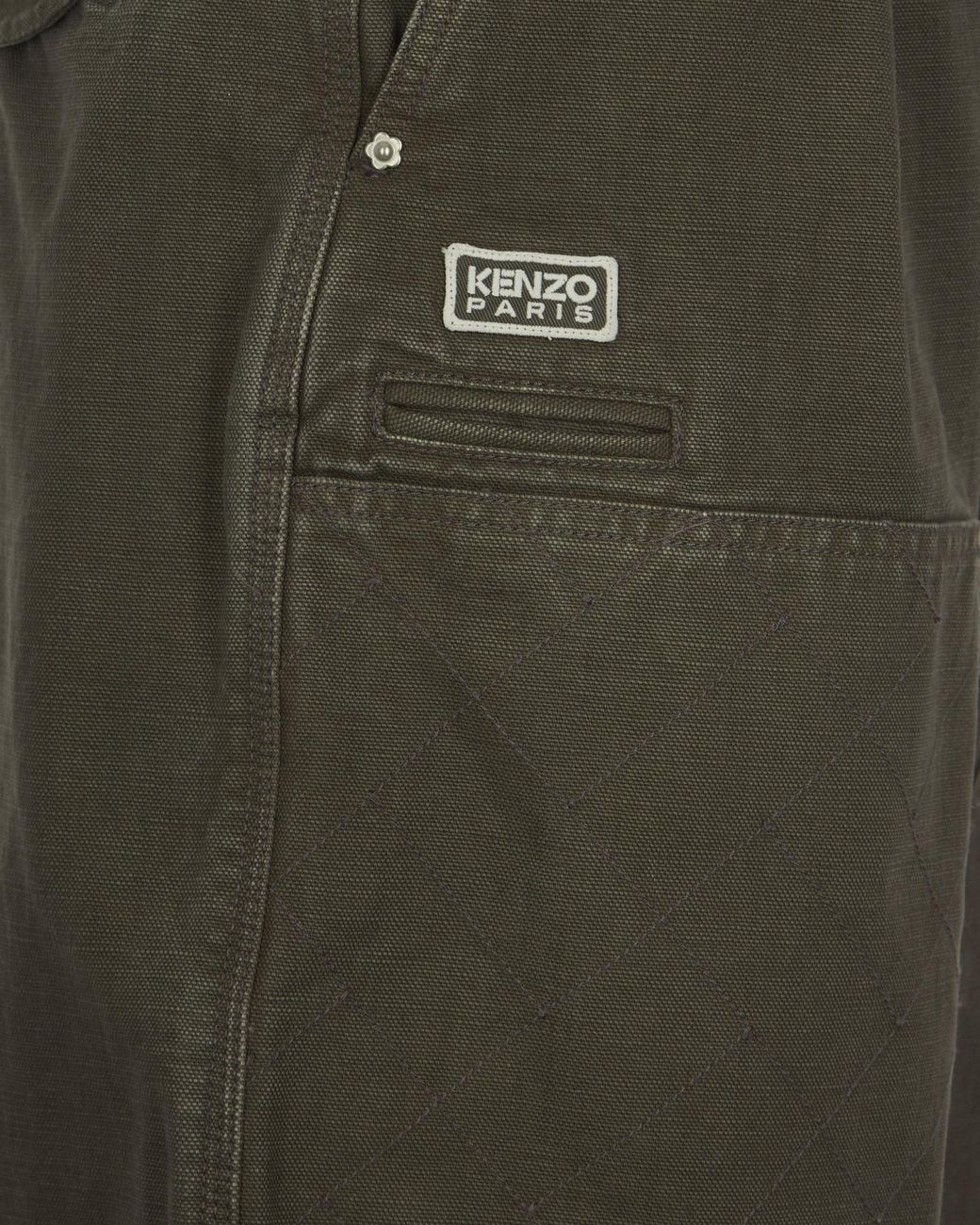 KENZO Green Logo Detailed Straight-Leg Pants for men