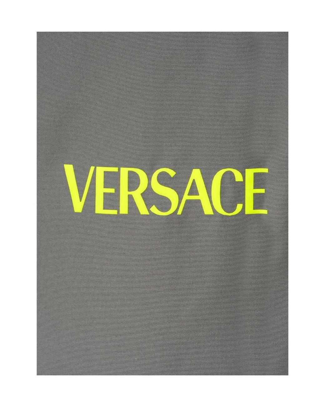 Versace Gray Logo Printed Half-Zip Jacket for men