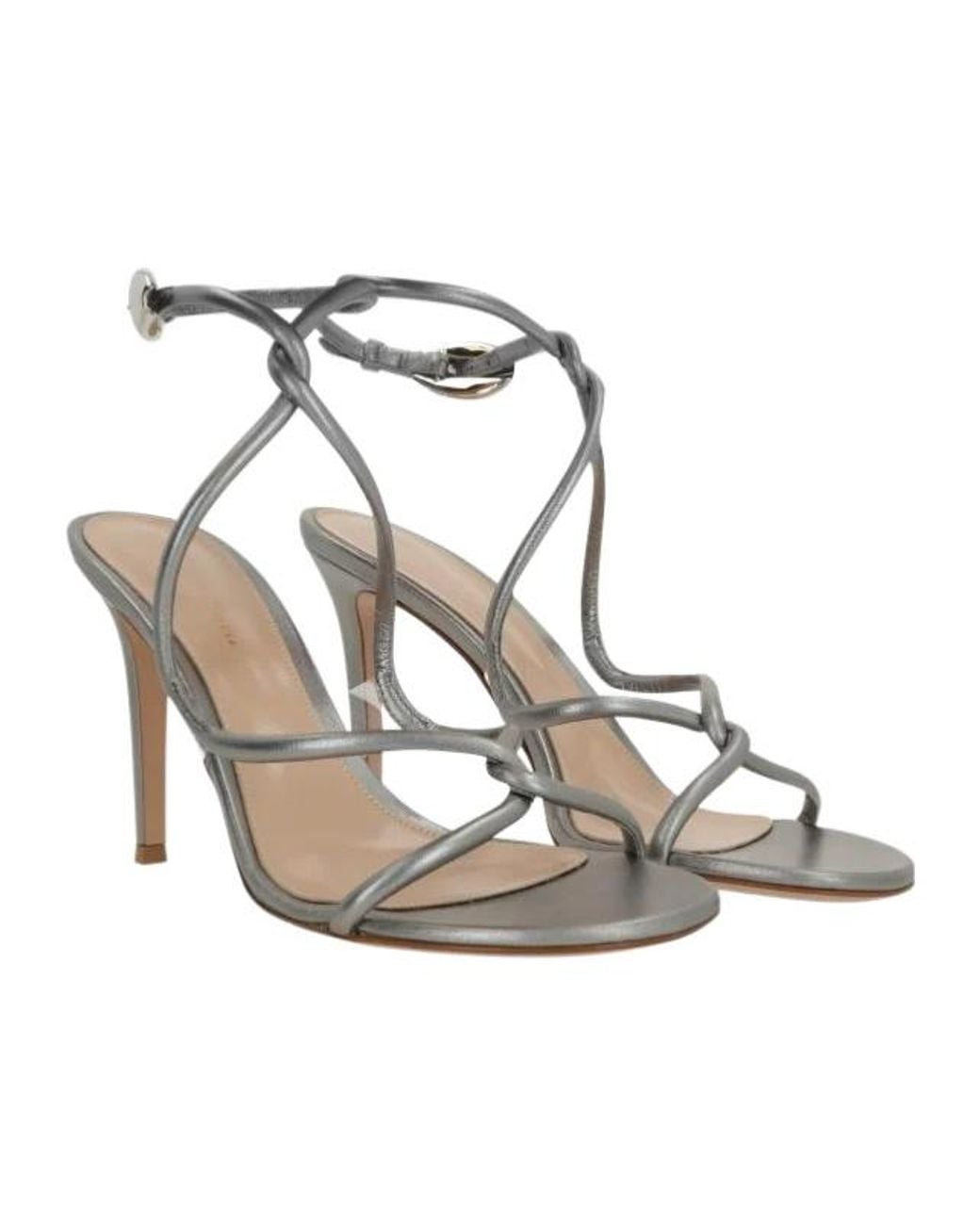 Gianvito Rossi Metallic Knotted-Buckle Heeled Sandals