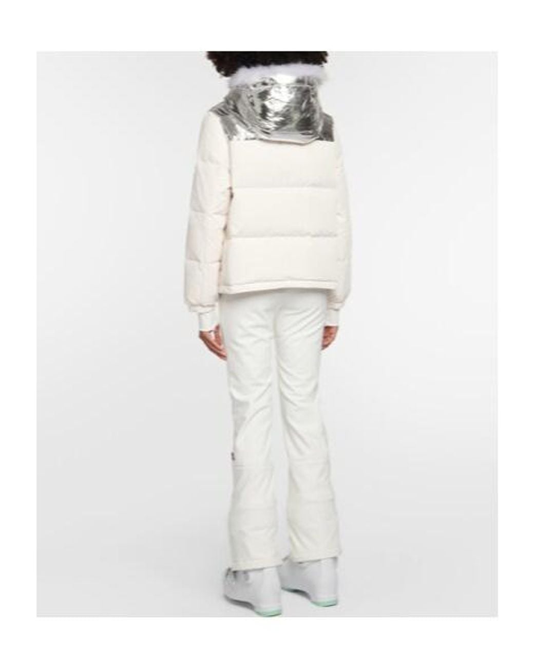 Yves Salomon White Shearling-Trimmed Down Jacket