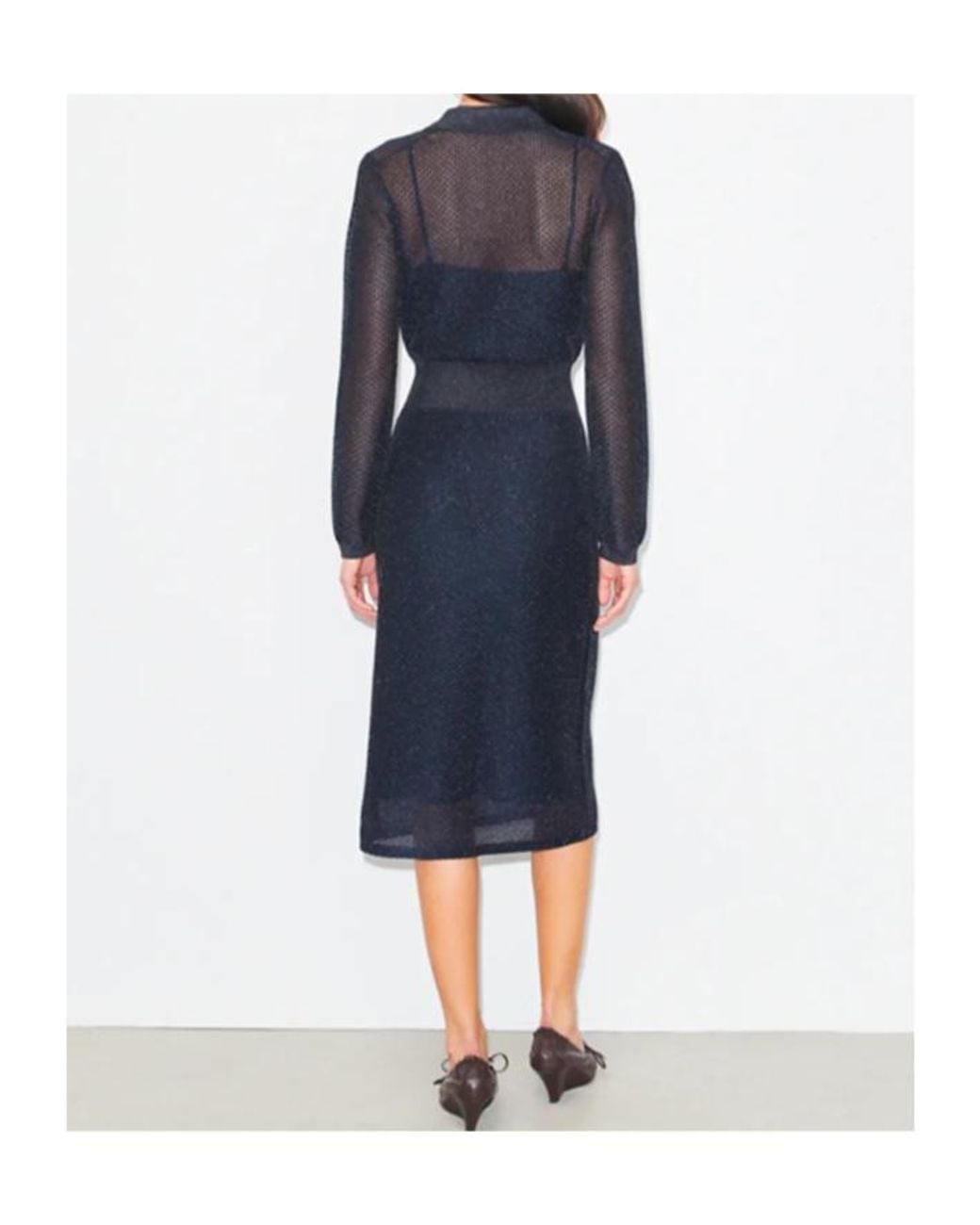 Tory Burch Blue Collared Polo Midi Dress