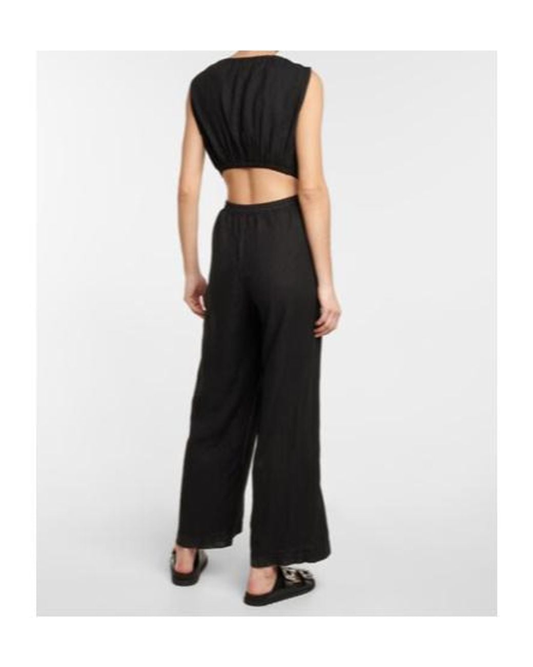 Velvet By Graham & Spencer Black Vivi Cutout Linen Jumpsuit