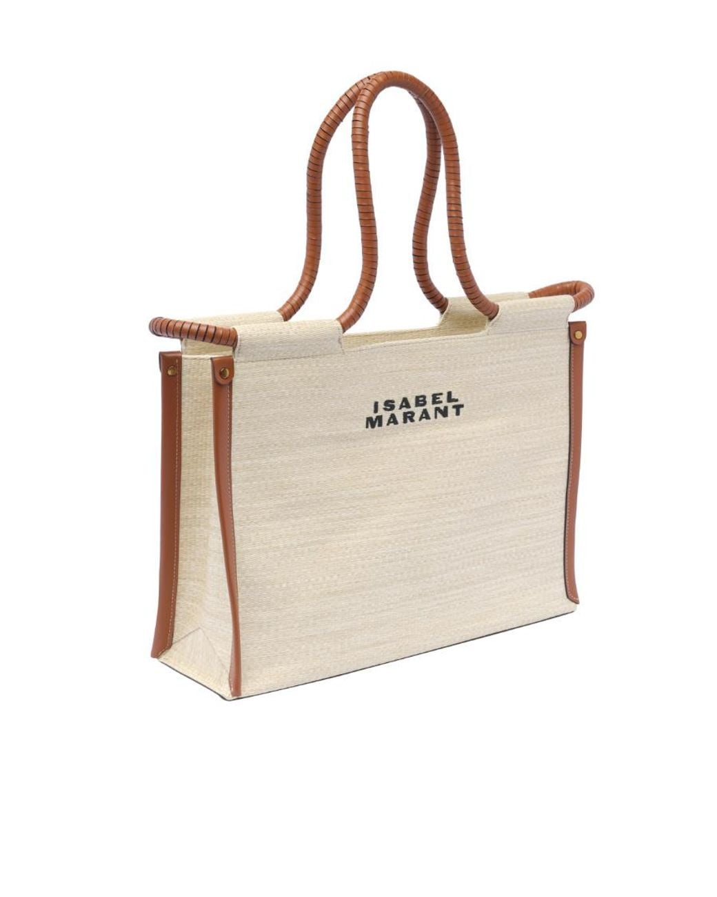 Isabel Marant Natural Logo Embroidered Tote Bag