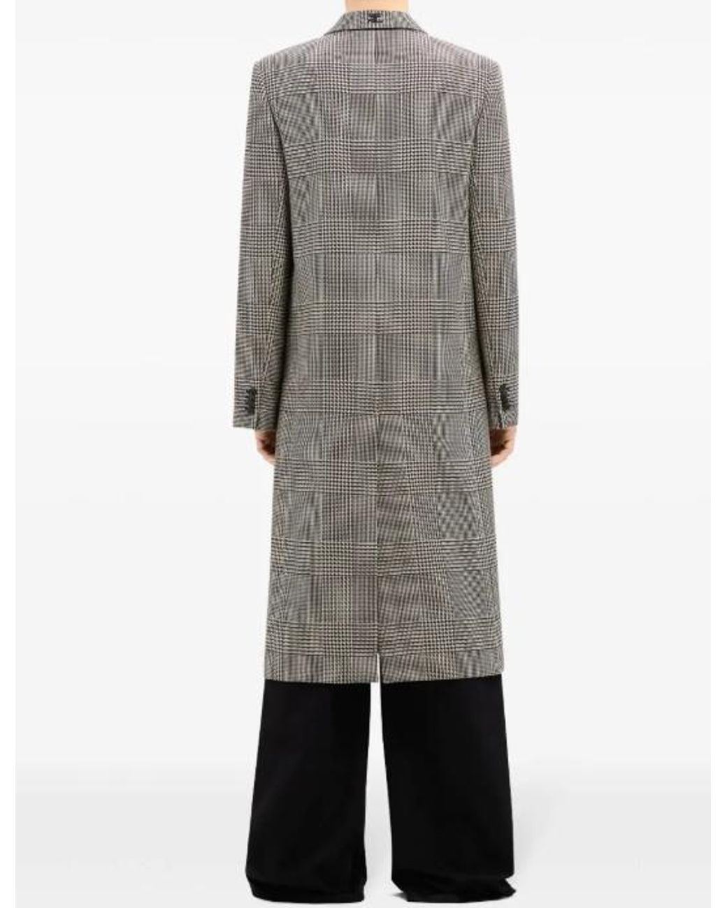 Courreges Gray Prince Of Wales-Pattern Single-Breasted Coat for men