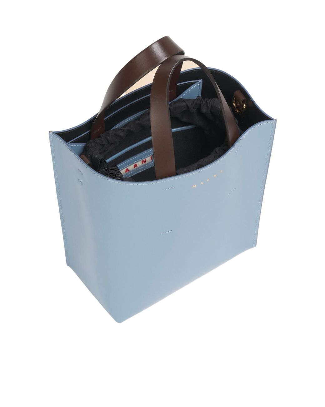 Marni Blue Logo Printed Two-Toned Tote Bag