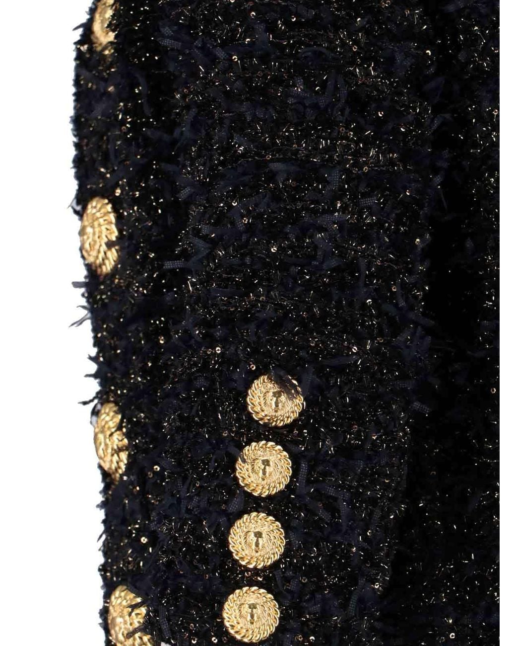 Balmain Black Tweed Buttoned Jacket