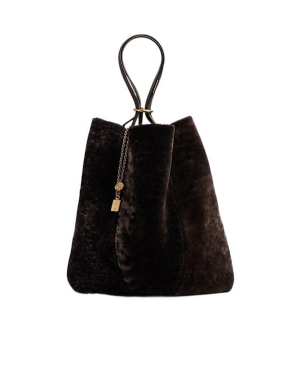 Chloé Black Large Spin Faux Fur Tote Bag
