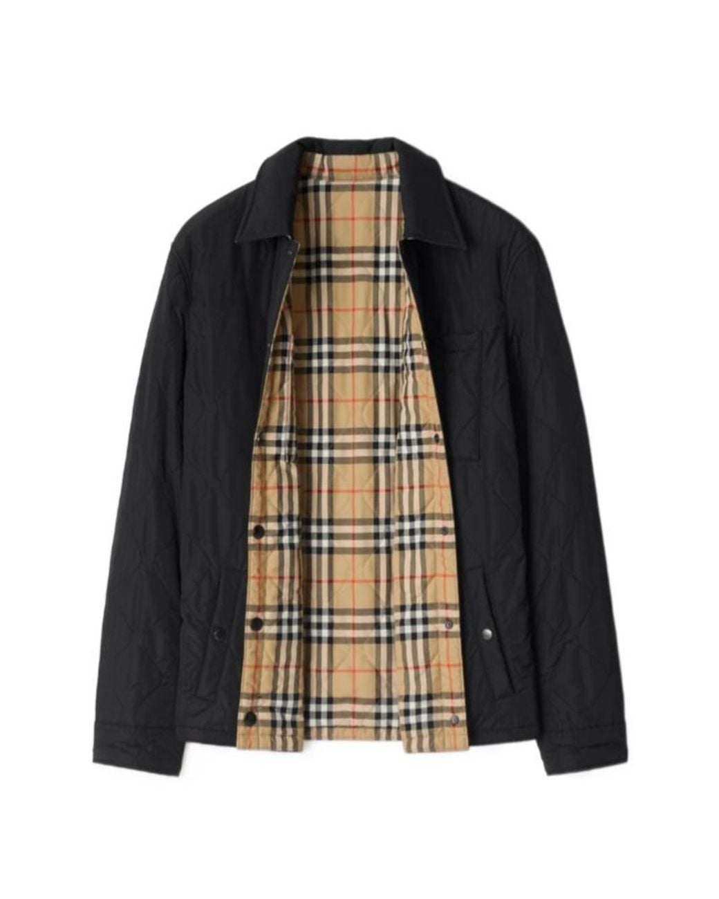 Burberry Black Checked Quilted Reversible Jacket for men