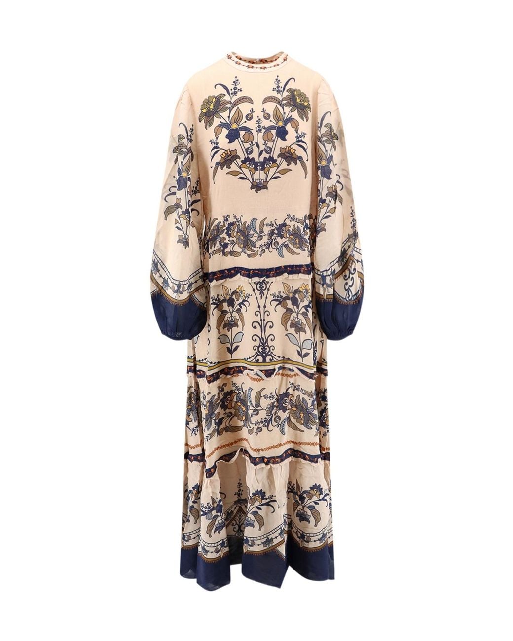 Farm Rio Natural Puff-Sleeve Printed Dress