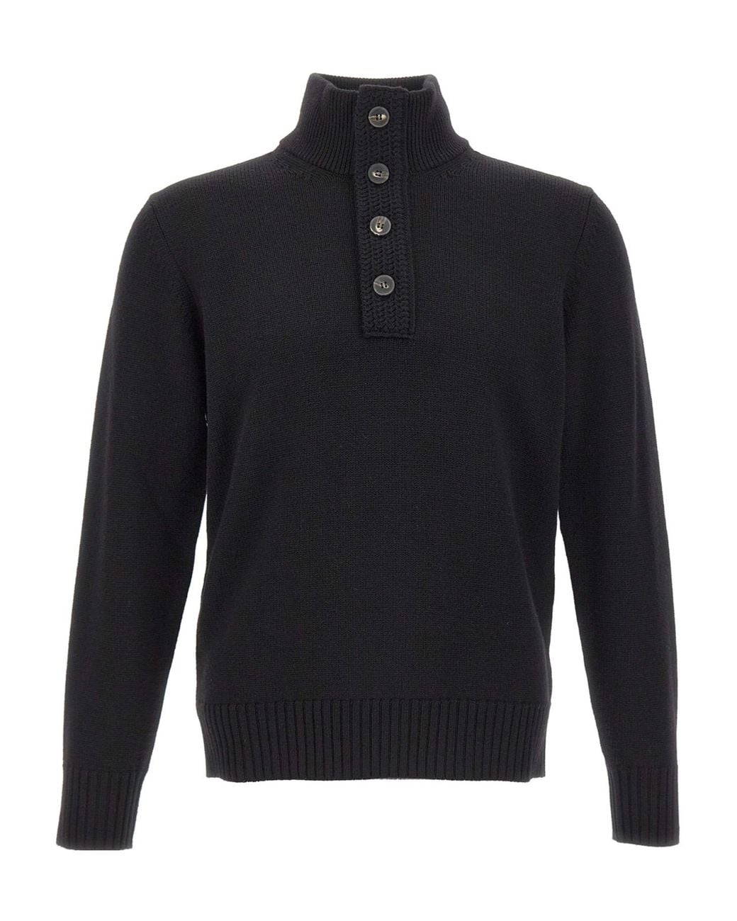 Kangra Cashmere Blue Buttoned-Collar Ribbed-Knit Sweater for men