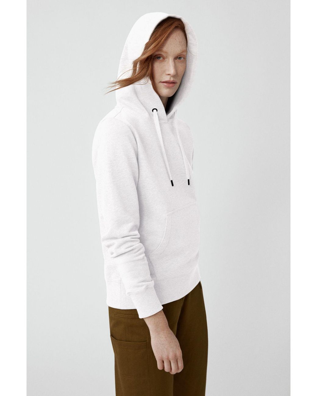 Canada Goose White Logo-Patch Cotton Hoodie