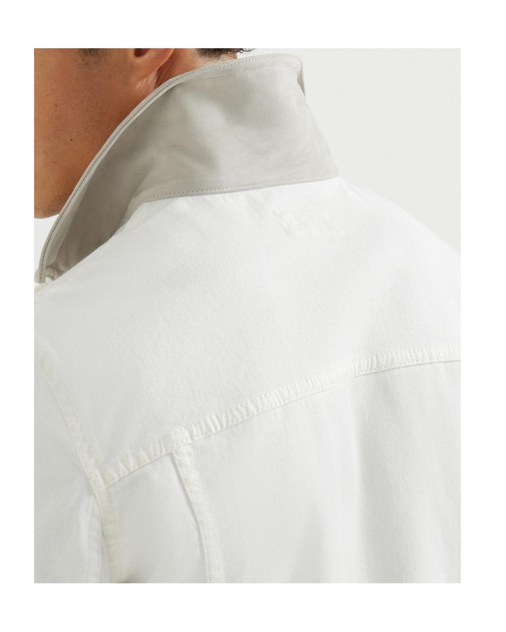 Brunello Cucinelli White Buttoned Denim Jacket for men