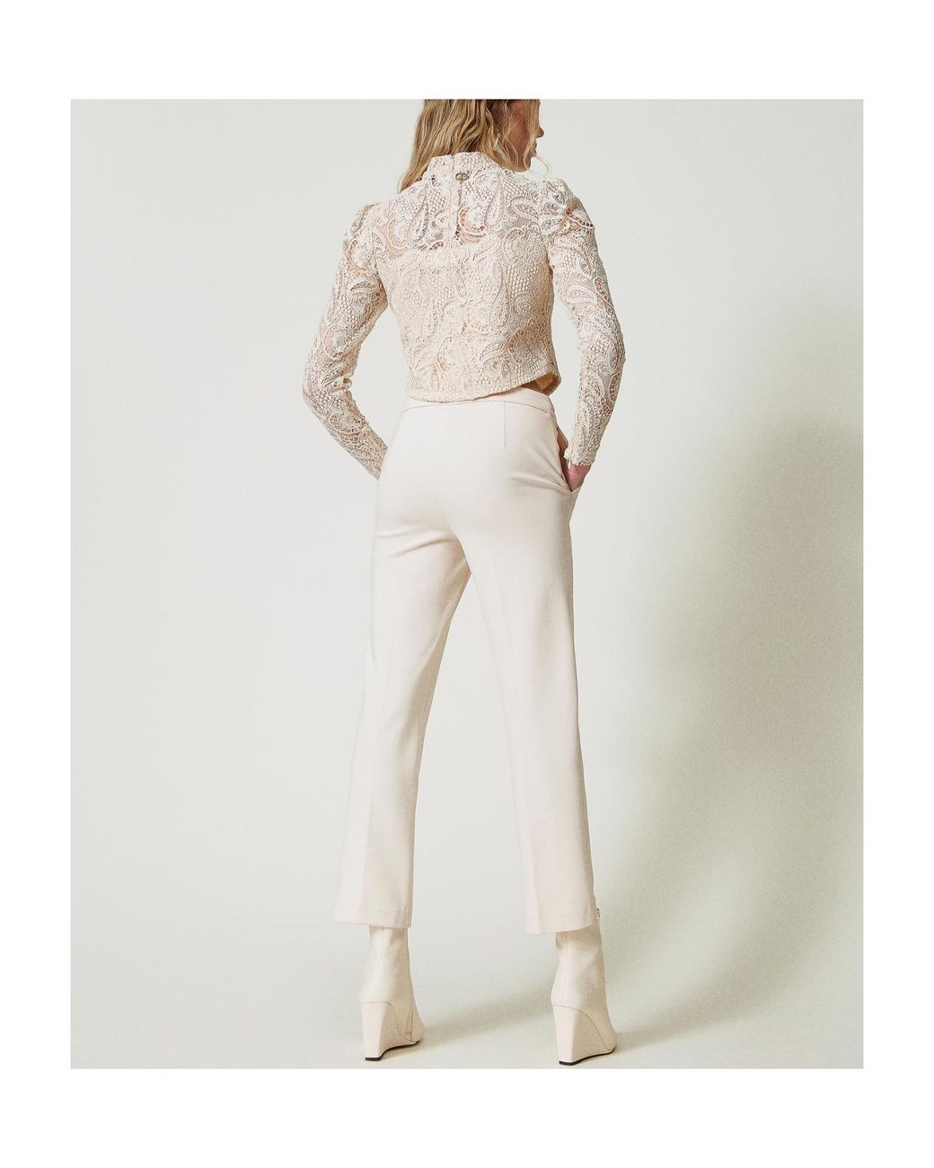 Twinset Natural Oval T Waist Strap Trousers