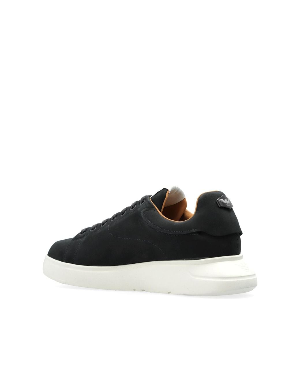 Emporio Armani Black Round Toe Lace-Up Sneakers for men