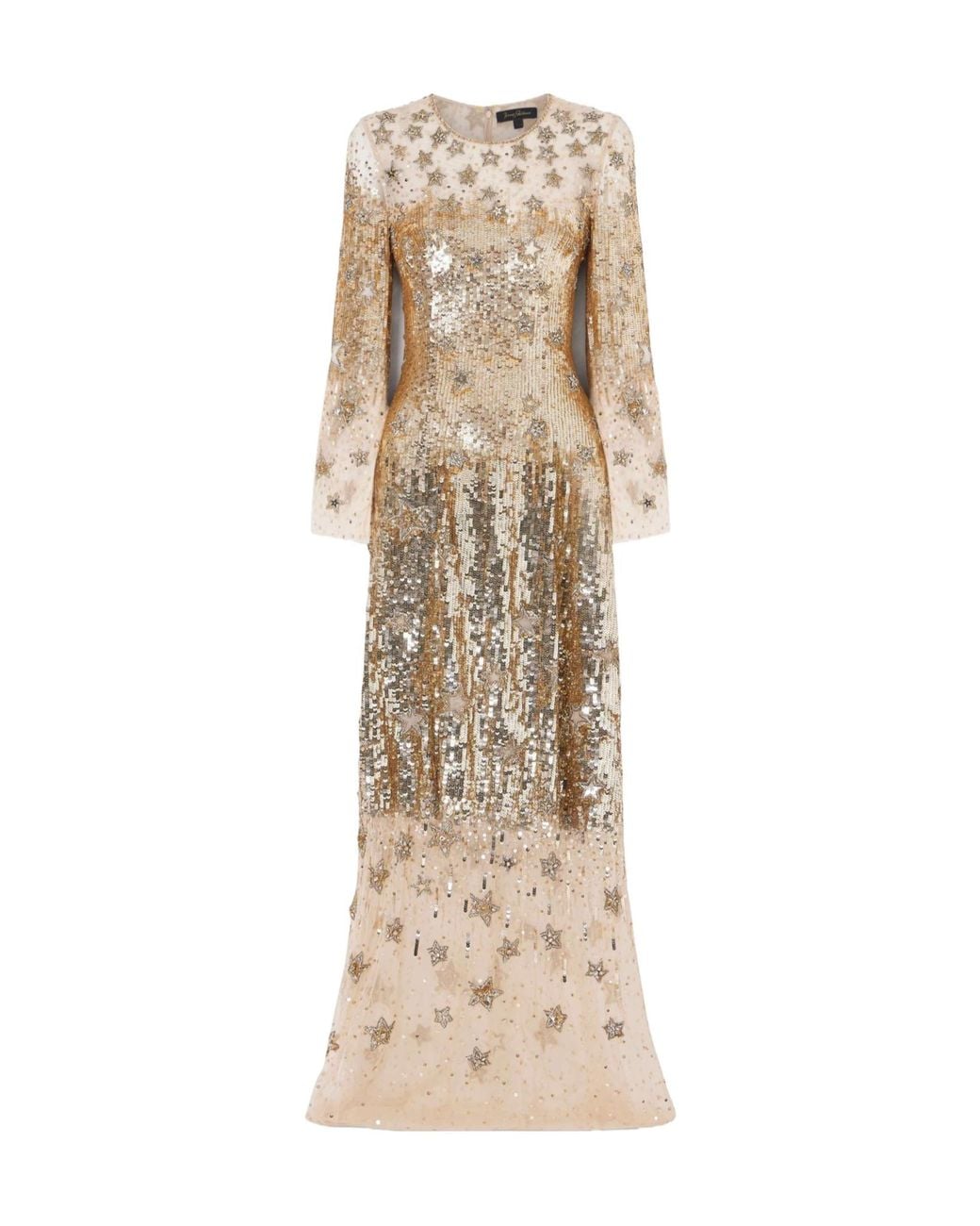 Jenny Packham Natural Galactic Embellished Tulle Gown