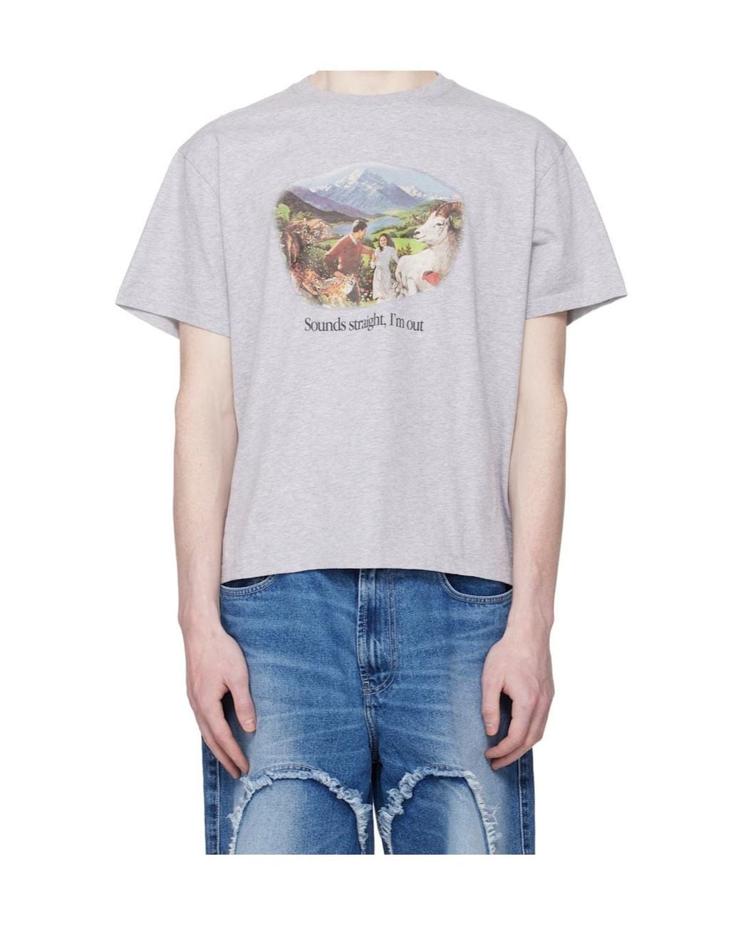 Carne Bollente White Sounds Straight, I'M Out Graphic-Print T-Shirt for men