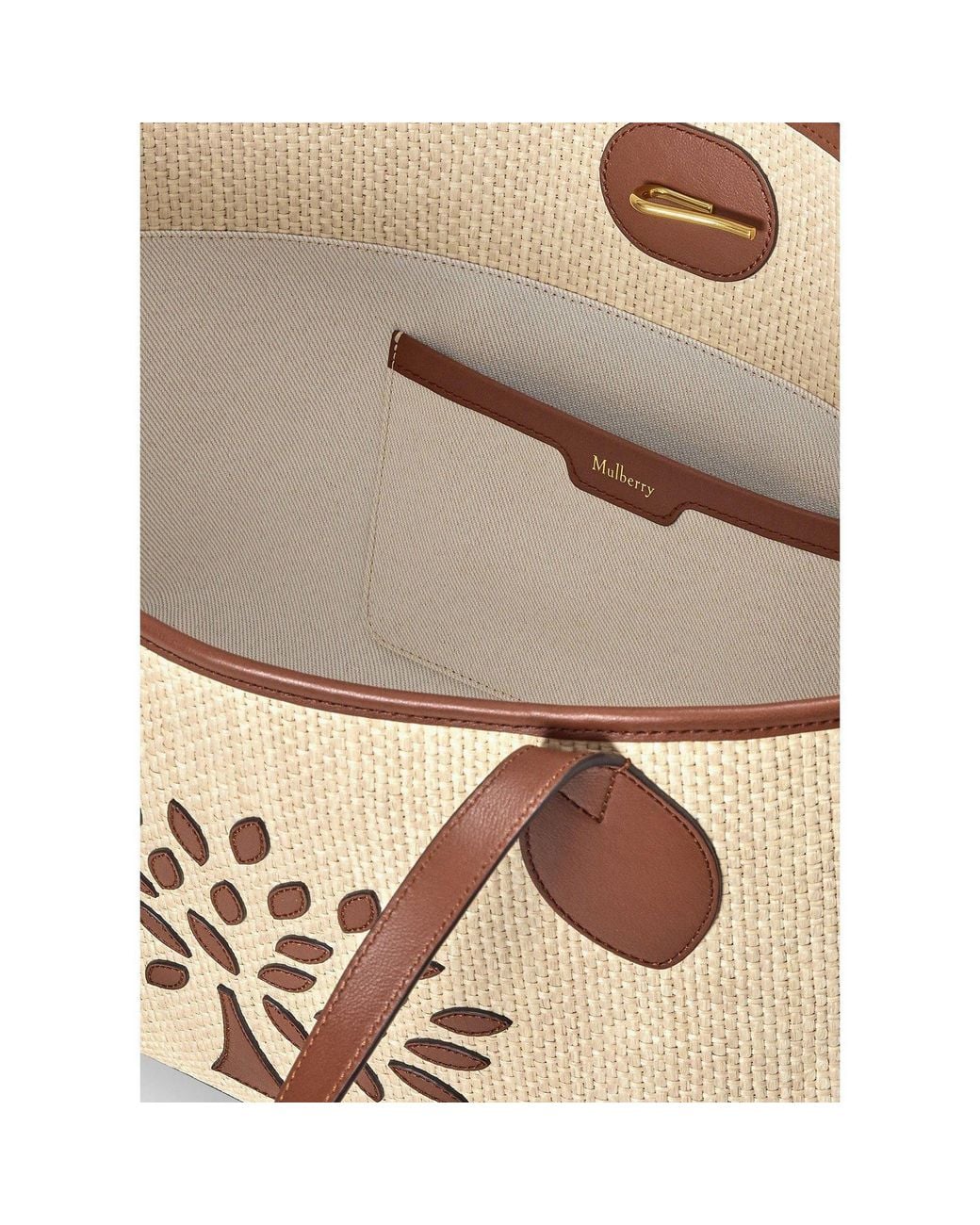 Mulberry Natural Straw-Woven Tote Bag