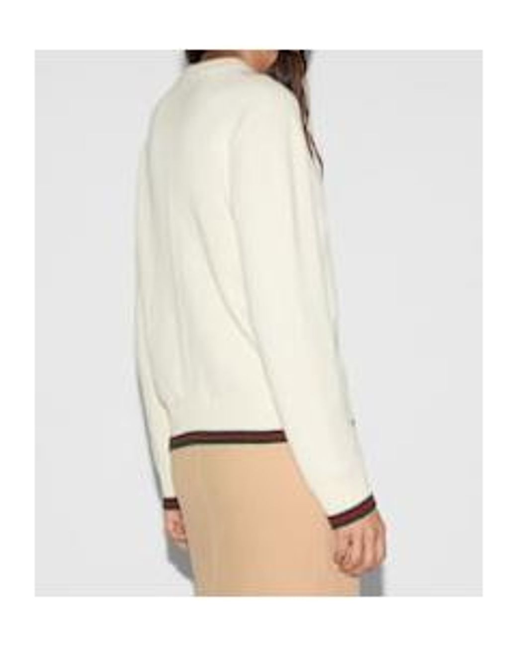 Gucci White Trim Detailed Crewneck Knit Sweater