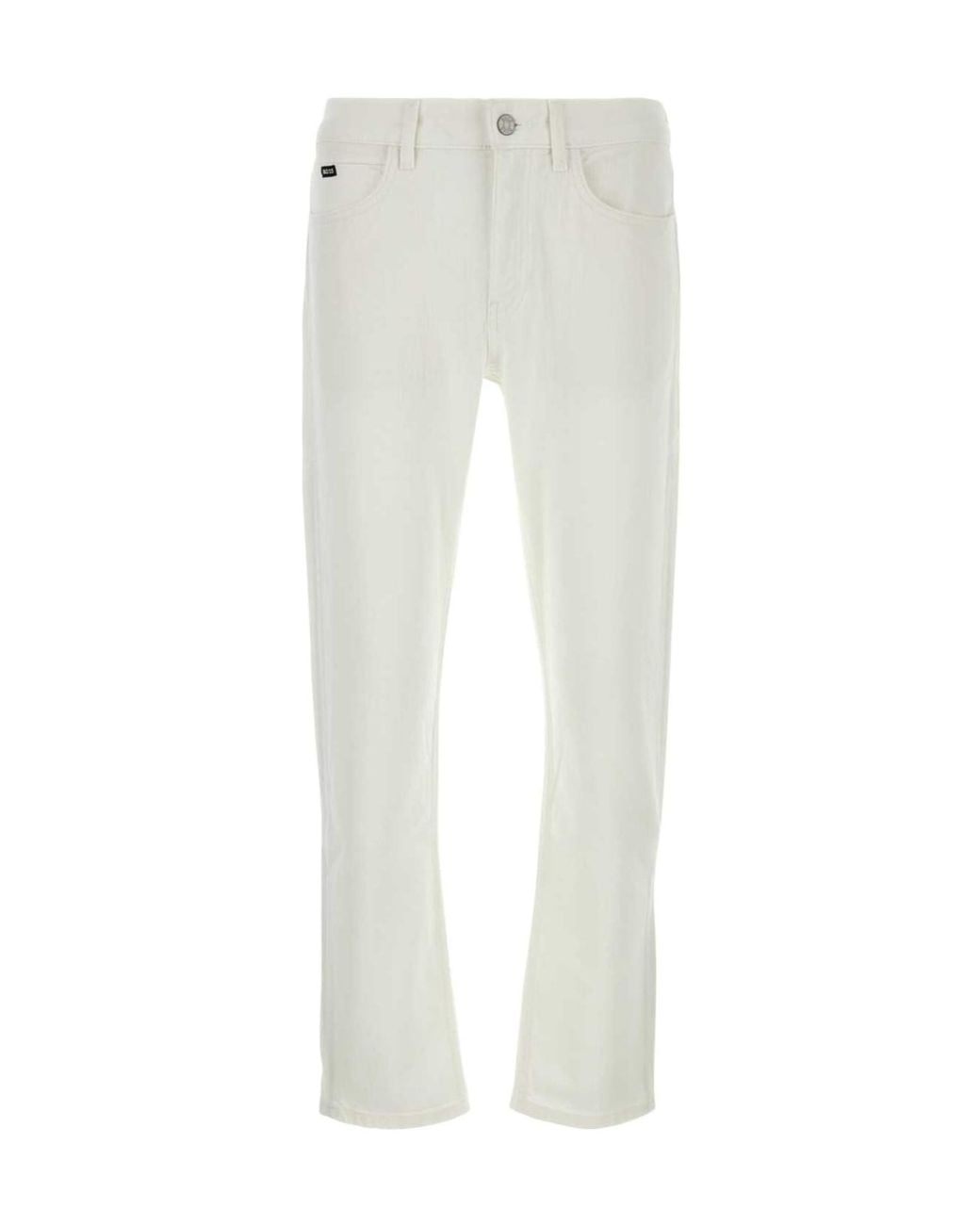 Boss White Straight-Leg Cotton Trousers for men