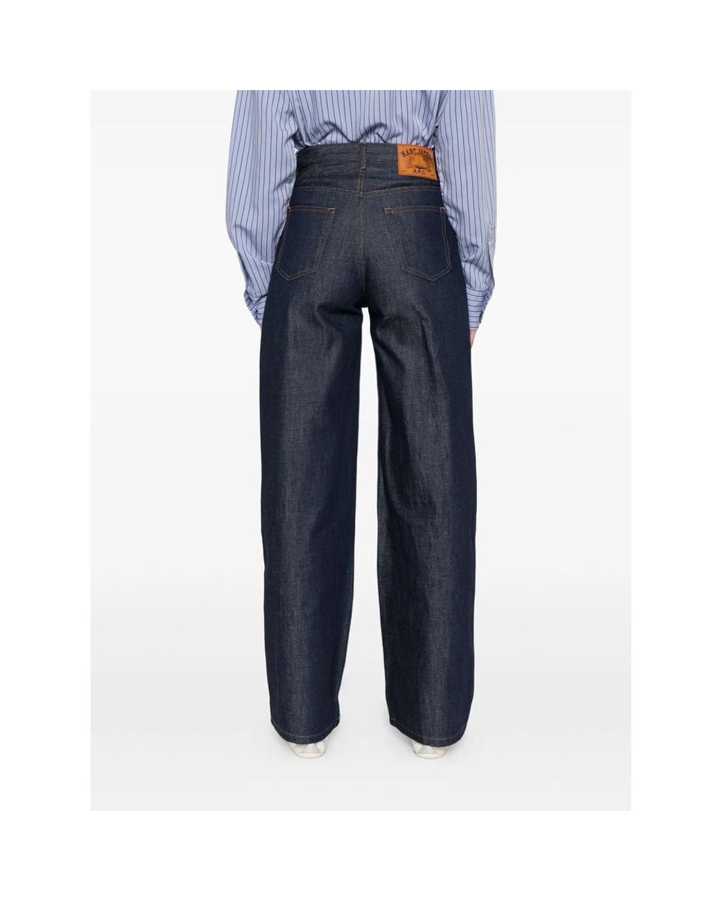 A.P.C. Blue X Marc Jacobs Logo Embroidered Wide-Leg Jeans