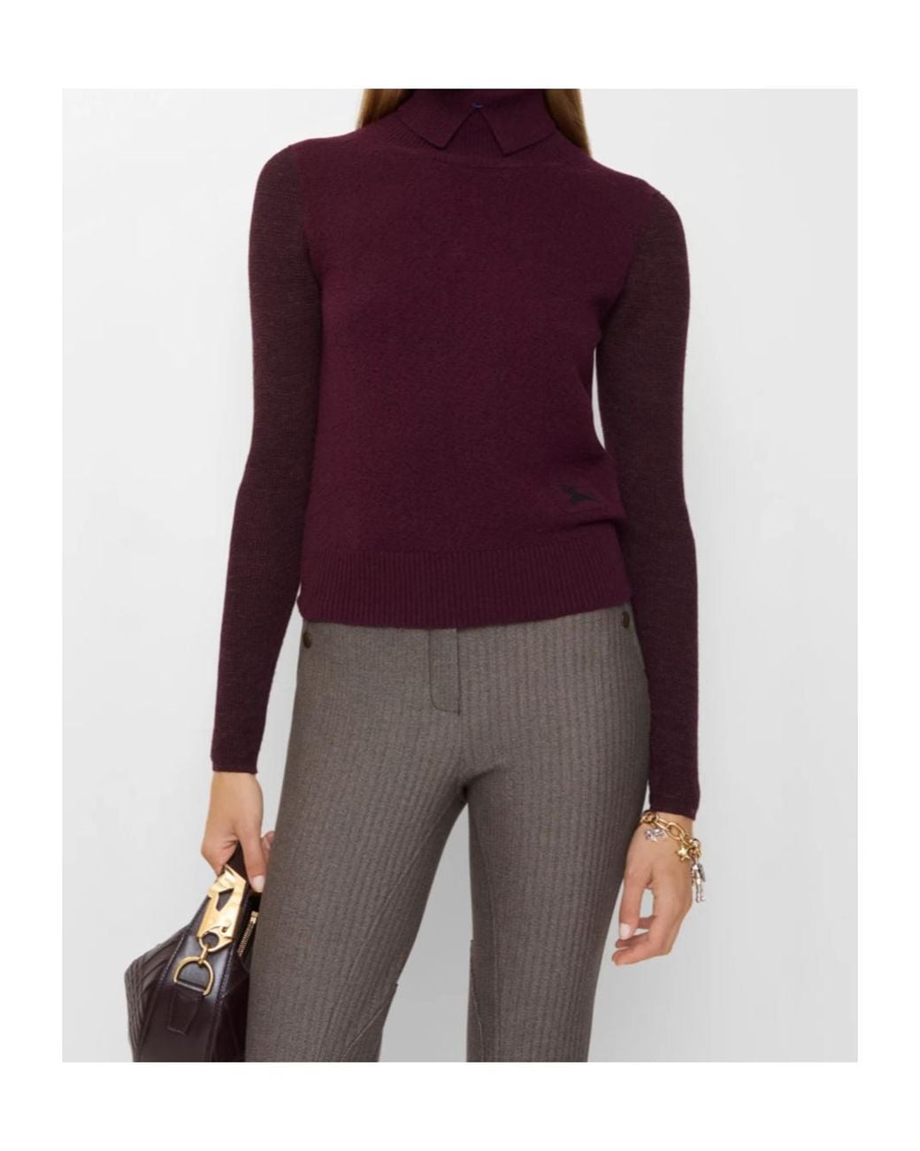 Burberry Purple Ekd Motif Turtleneck Jumper