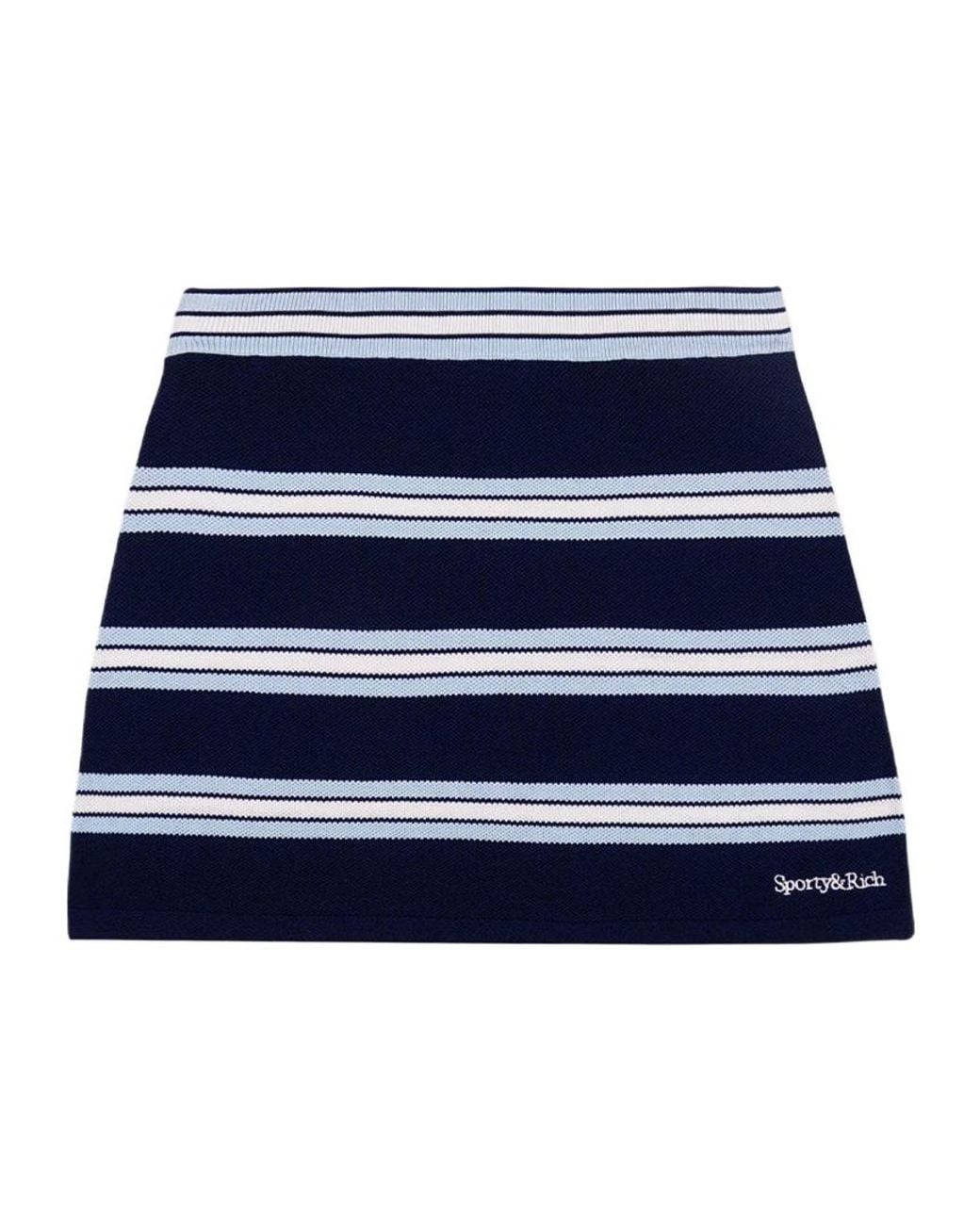 Sporty & Rich Blue Striped Mini Skirt