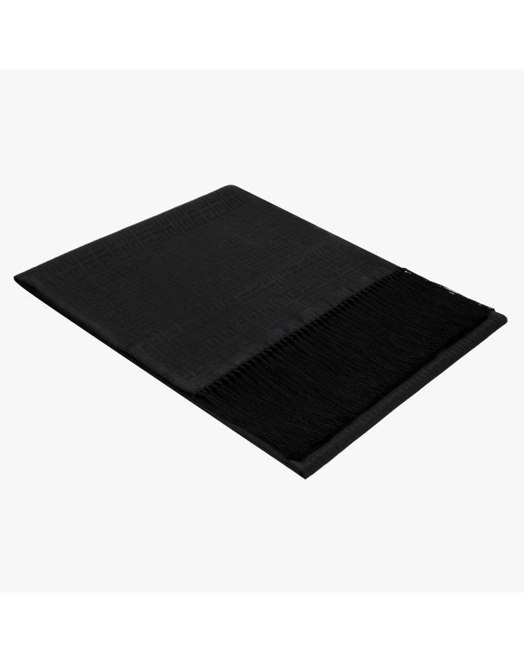 Givenchy Black 4G Fringed Silk-Wool Scarf for men