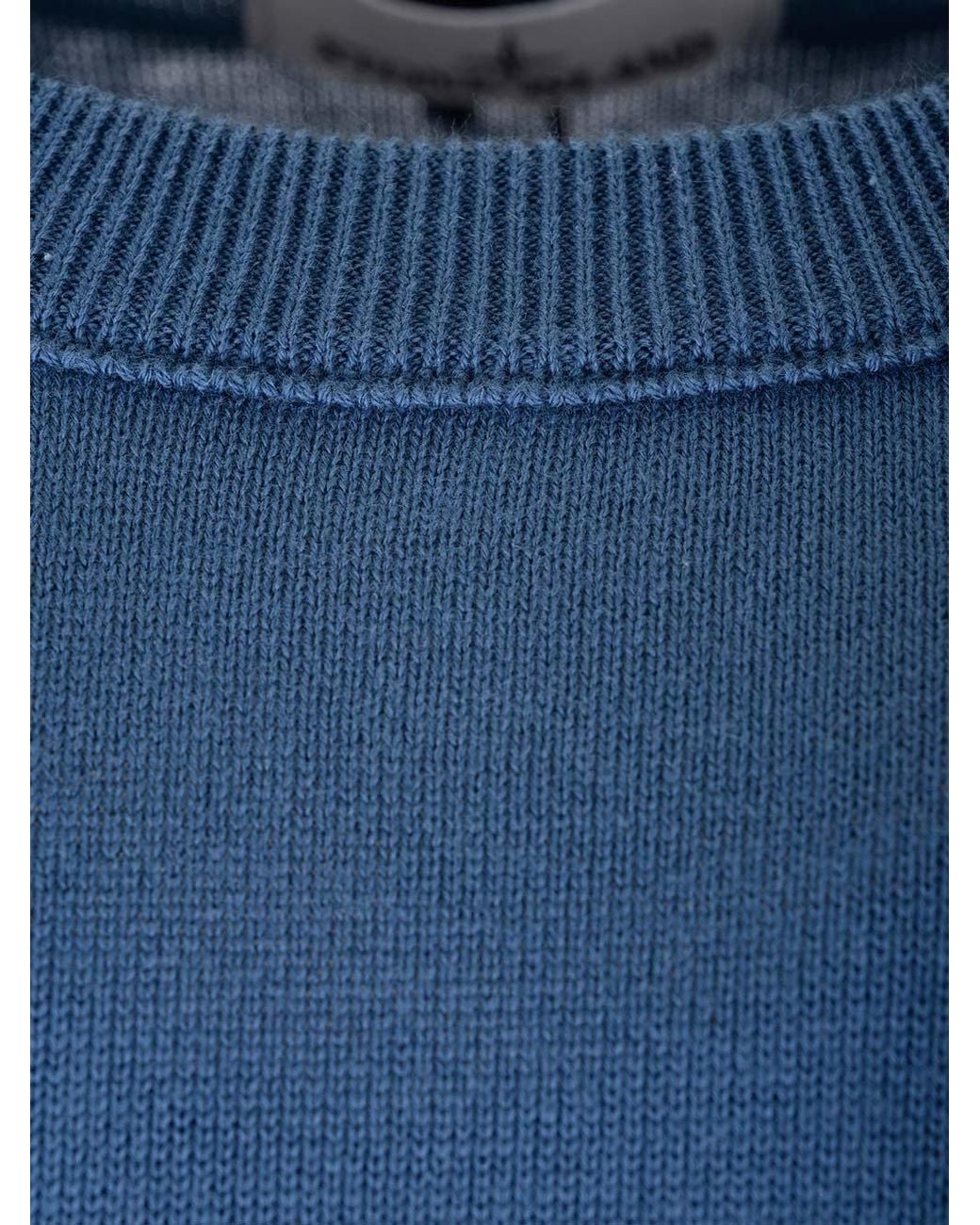 Stone Island Blue Compass Patch Crewneck Jumper for men